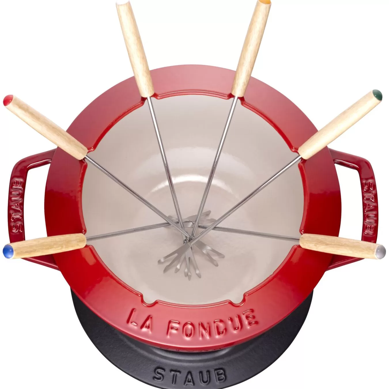 STAUB Fondue Set, 18Cm, Kirschrot Innen Cremefarben 18 Cm, Kirsch-Rot Online