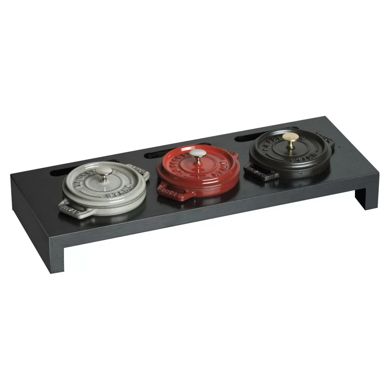 STAUB Servierbrett Fur 3 Mini-Cocottes, 42 Cm X 16 Cm, Fiberholz Schwarz Cheap